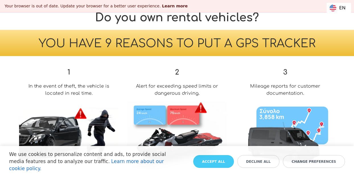 GPS tracker for rent a car / moto / van