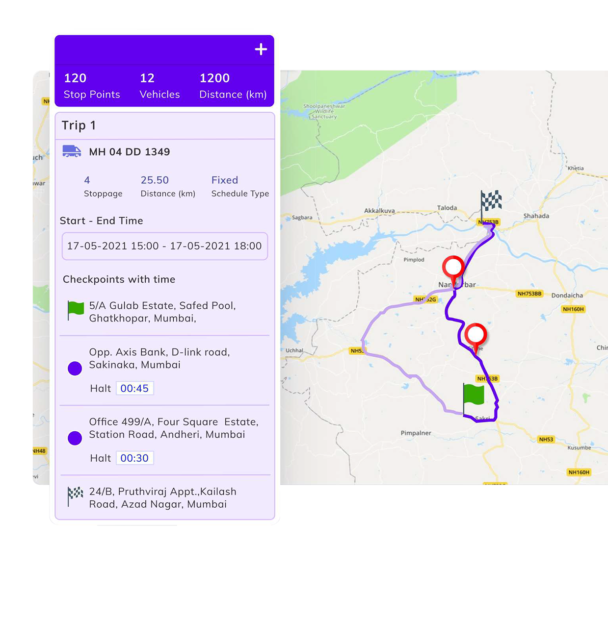 Optimized delivery route with checkpoints