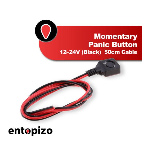 Momentary Panic Button 12–24V (Black) – 50cm Cable