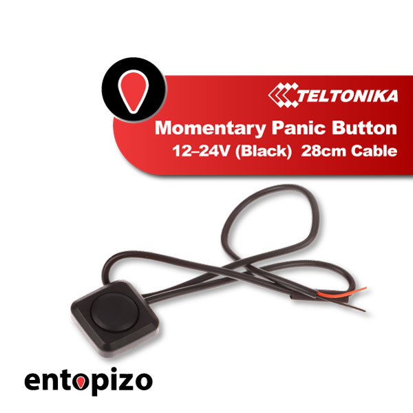 Momentary Panic Button 12–24V (Black) – 28cm Cable