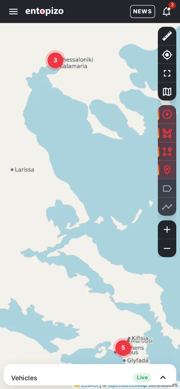 Entopizo Pro live map on a phone